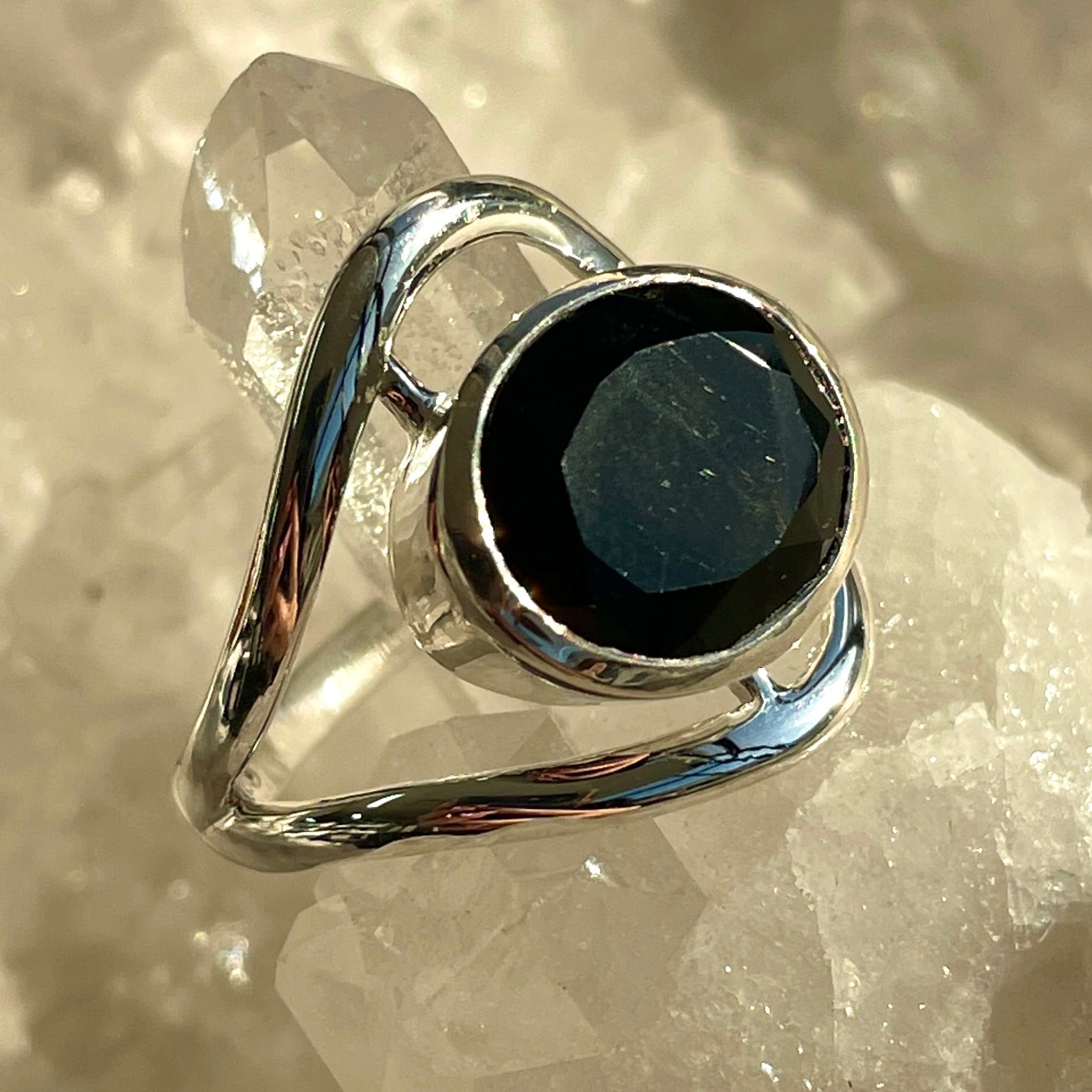 Black Obsidian Sterling Silver Ring - SR1 Black Obsidian Sterling Silver Ring - SR1